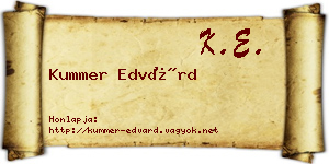 Kummer Edvárd névjegykártya